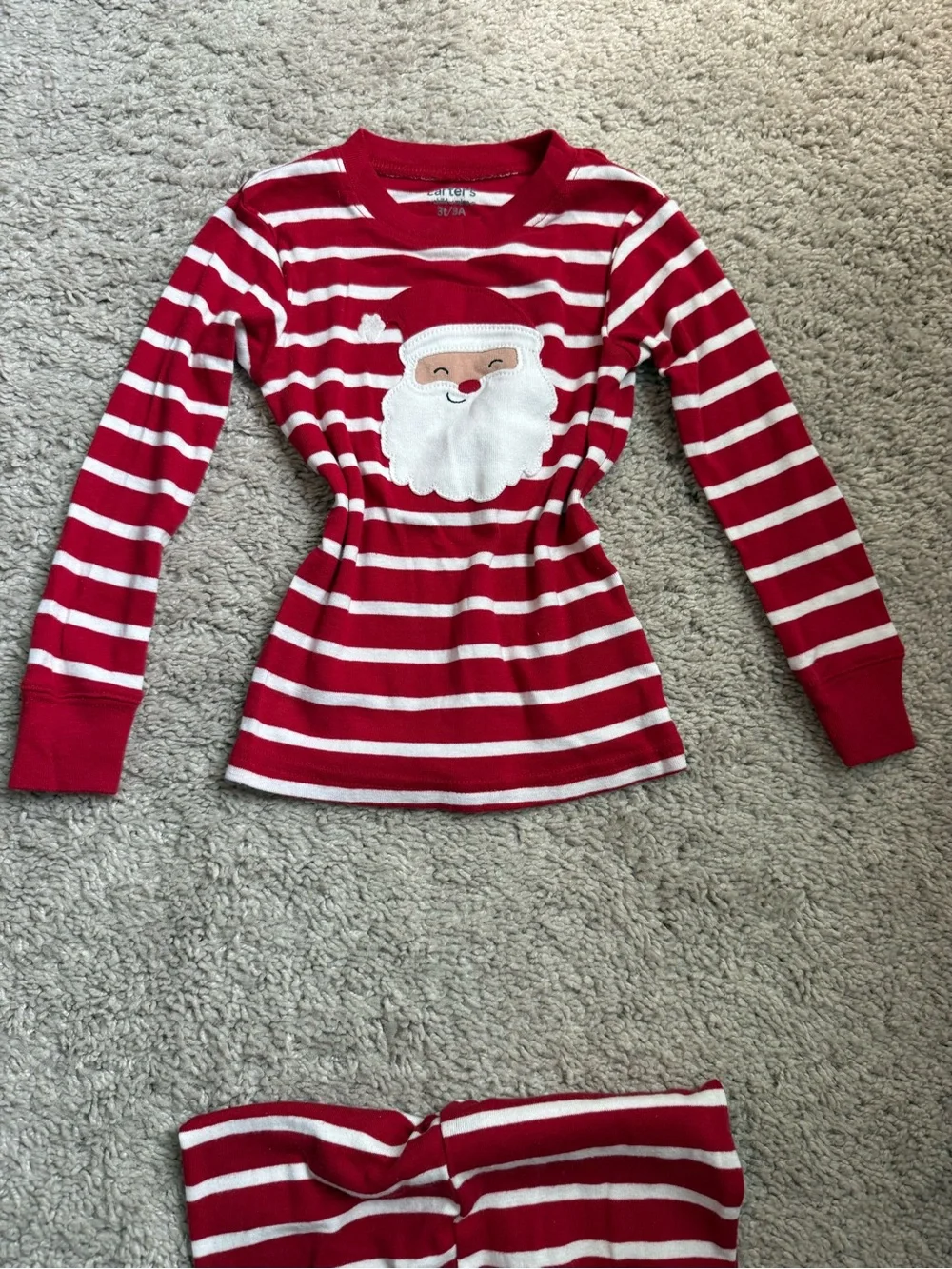 Carter's Red and White Striped Santa Pajama Set